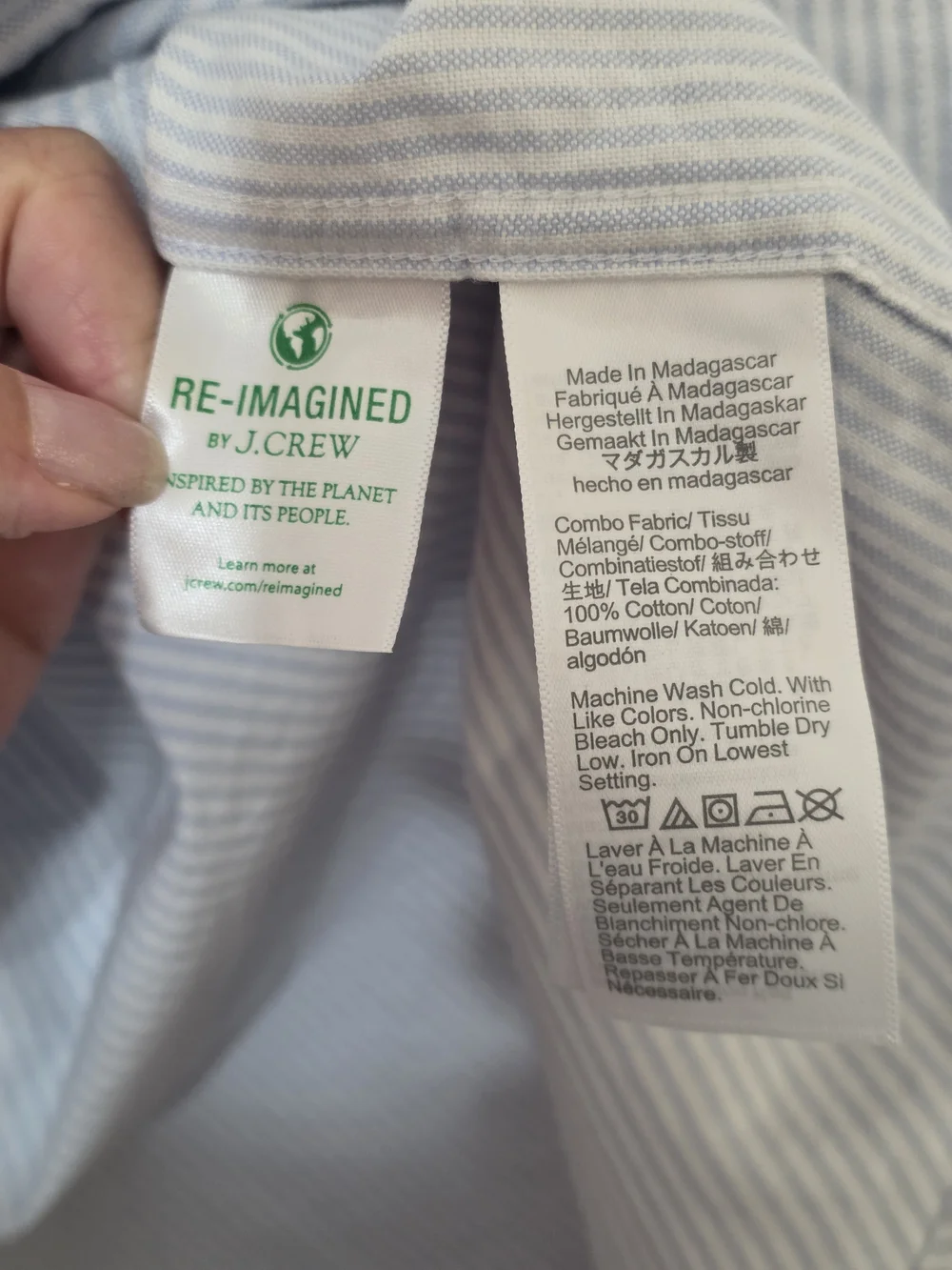 J. Crew Men’s Light Blue Pinstripe Button-Down Shirt
